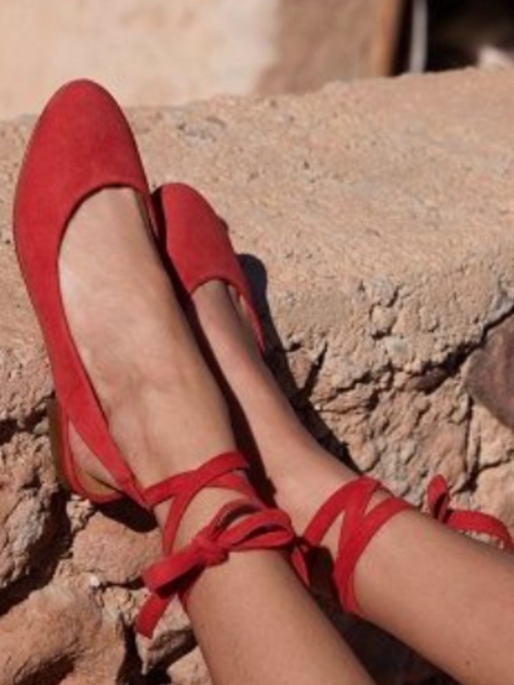 Sézane Nina Ballerina Suede Flats Red Size 39 US 8